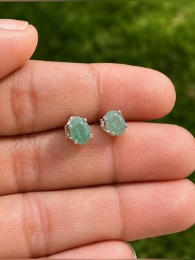 Genuine Colombian Emerald Stud Earring